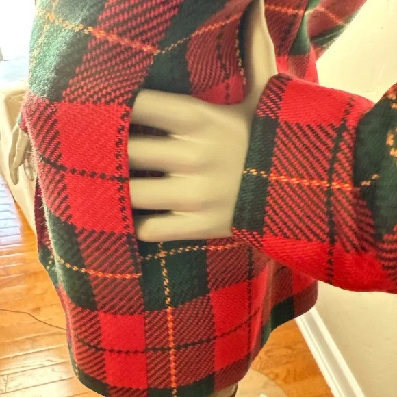 Vintage Talbots Red & Green Plaid Tartan 90’s Holiday Blazer Wool Jacket 8‎ - Picture 4 of 12